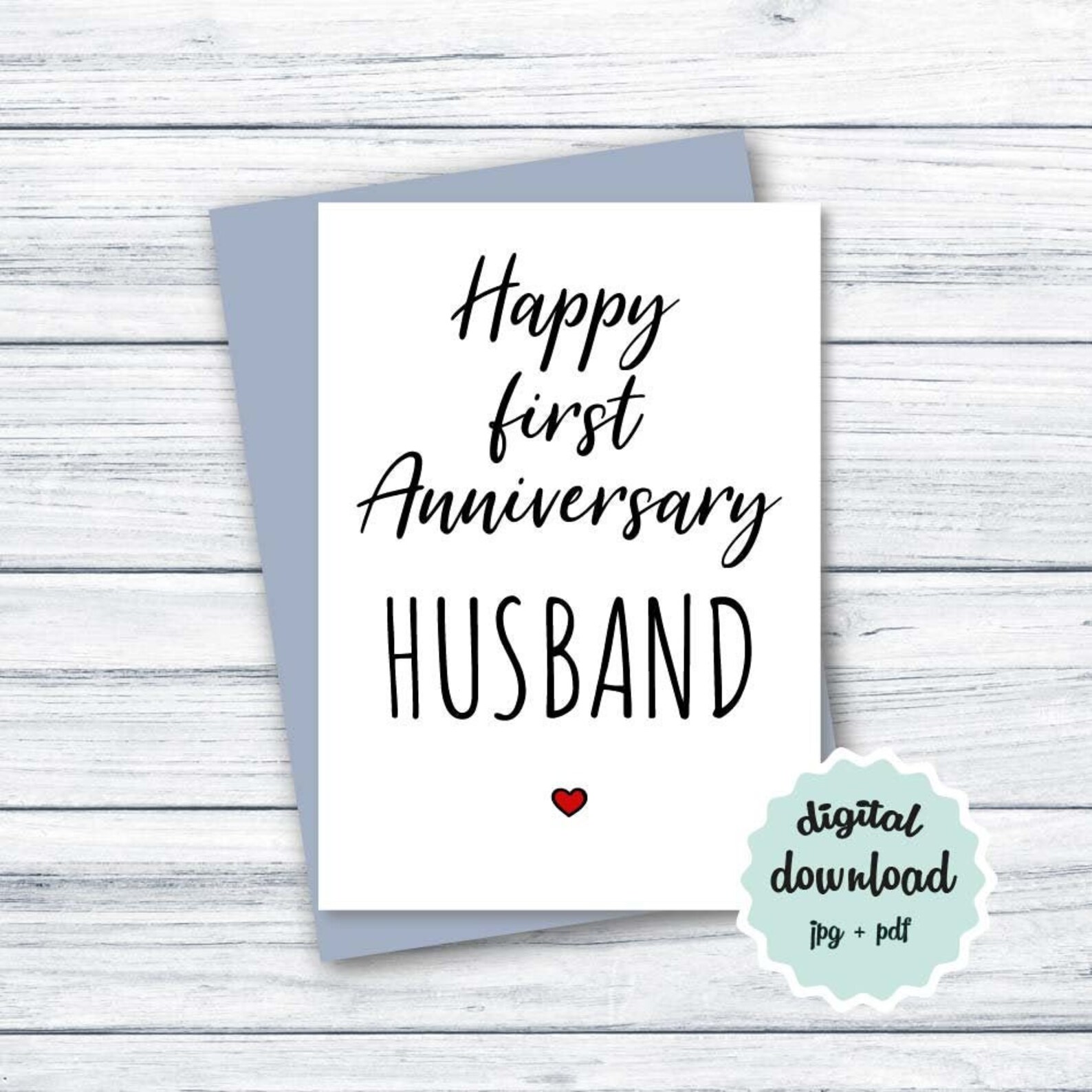 1st Anniversary Husband PRINTABLE Card Happy First Anniversary | Etsy