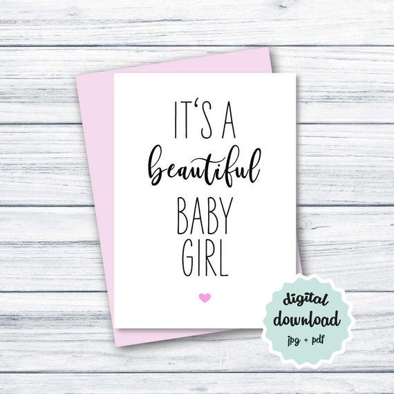 New Baby Girl Card PRINTABLE Baby Card INSTANT DOWNLOAD - Etsy
