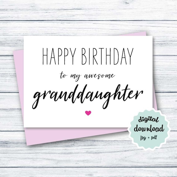 Granddaughter Birthday Card PRINTABLE Happy Birthday to My | Etsy