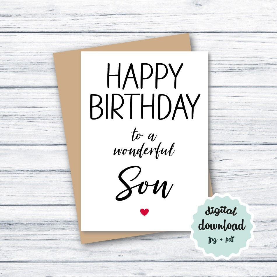 Birthday Card Son PRINTABLE Birthday Card for Son Happy Birthday to a Birthday Card Son PRINTABLE Birthday Card for Son Happy Birthday to a