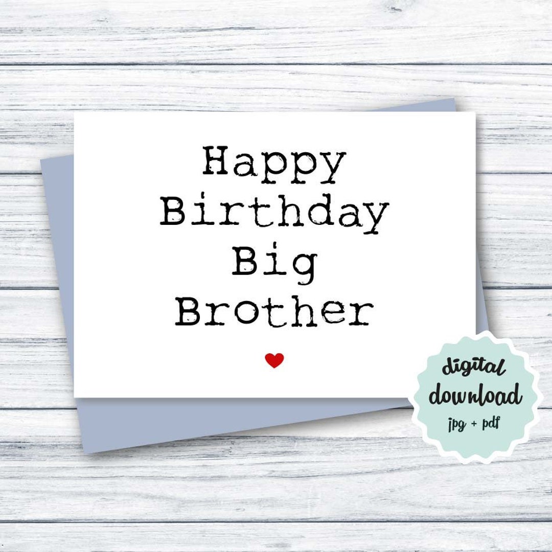 Buy Birthday Card Brother PRINTABLE Happy Birthday Big Brother ...