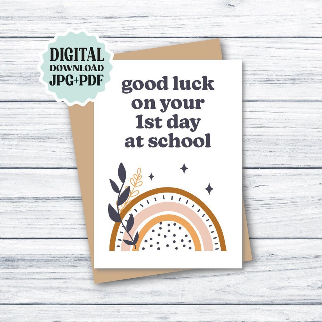 1st Day of School Card PRINTABLE, Cute Back to School Card, Good Luck ...