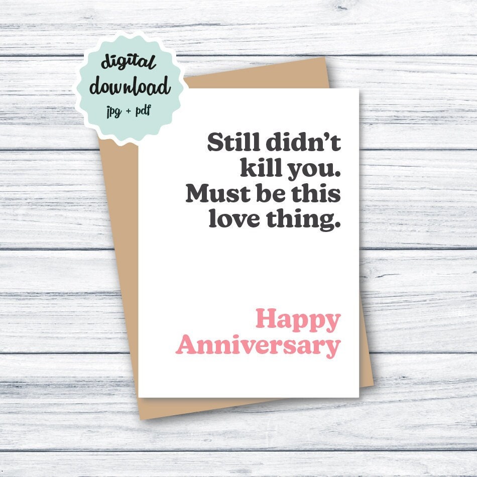 Funny Anniversary Card PRINTABLE Anniversary Card for Husband, Rude ...