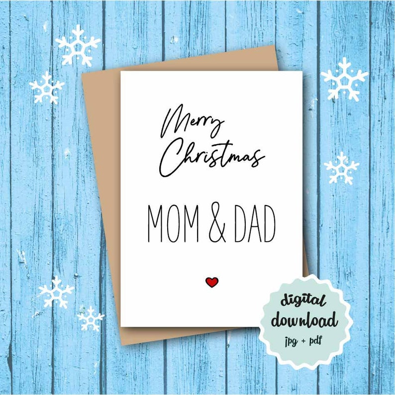 Christmas Card for Parents, Merry Christmas Mom &amp; Dad PRINTABLE ...