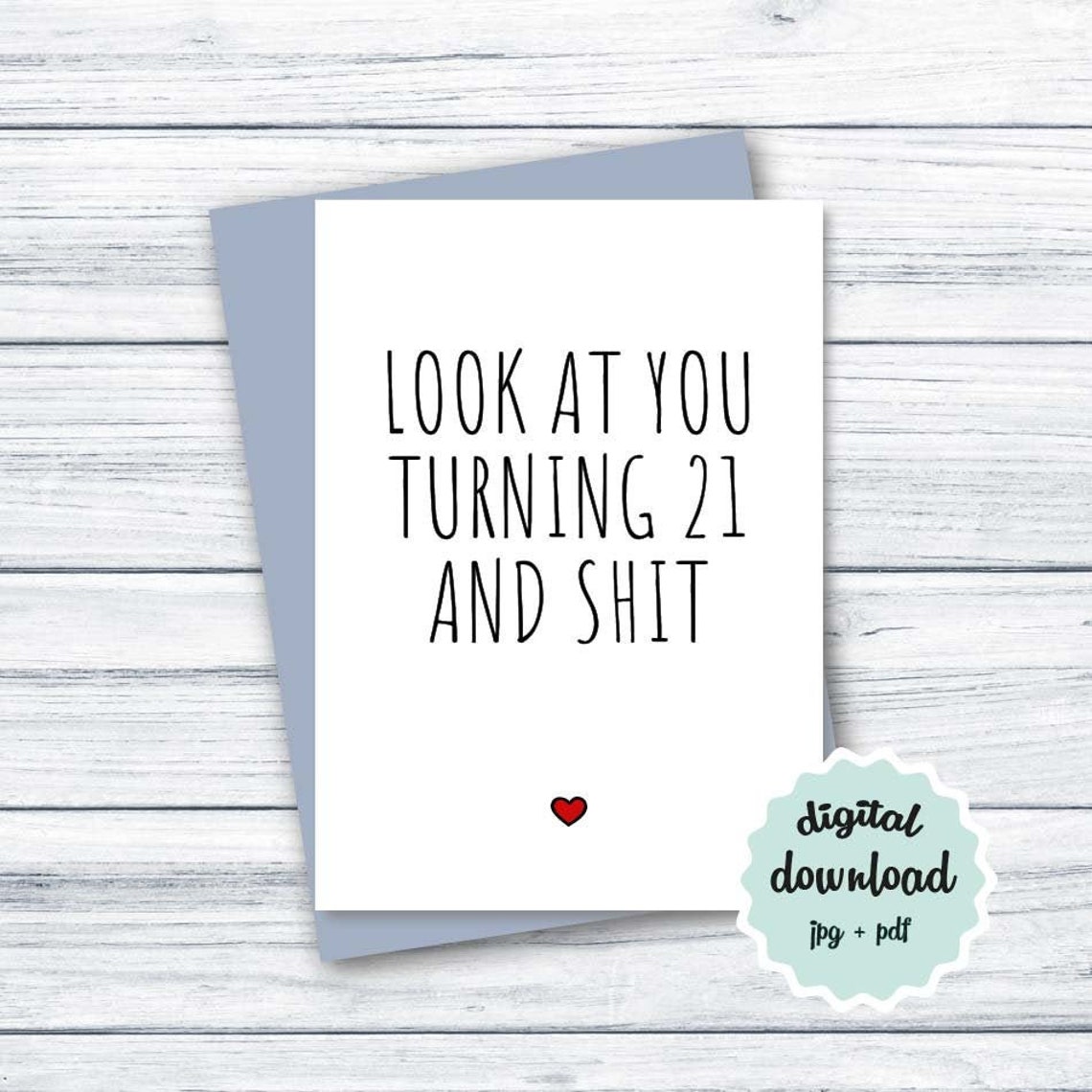Funny 21st Birthday Card DIGITAL DOWNLOAD Birthday Card 21 Birthday ...