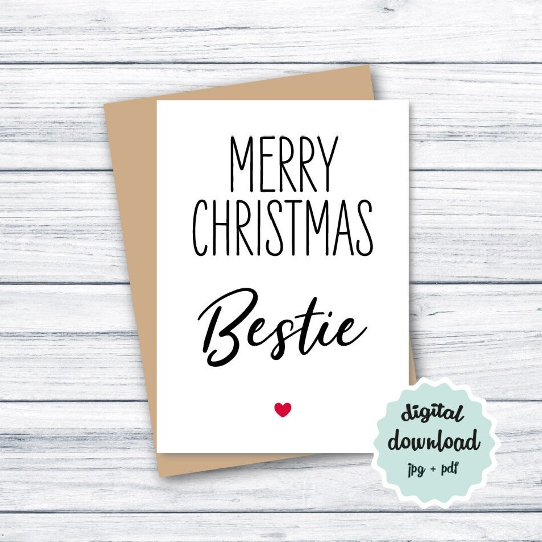 Christmas Card Best Friend PRINTABLE Merry Christmas Bestie - Etsy