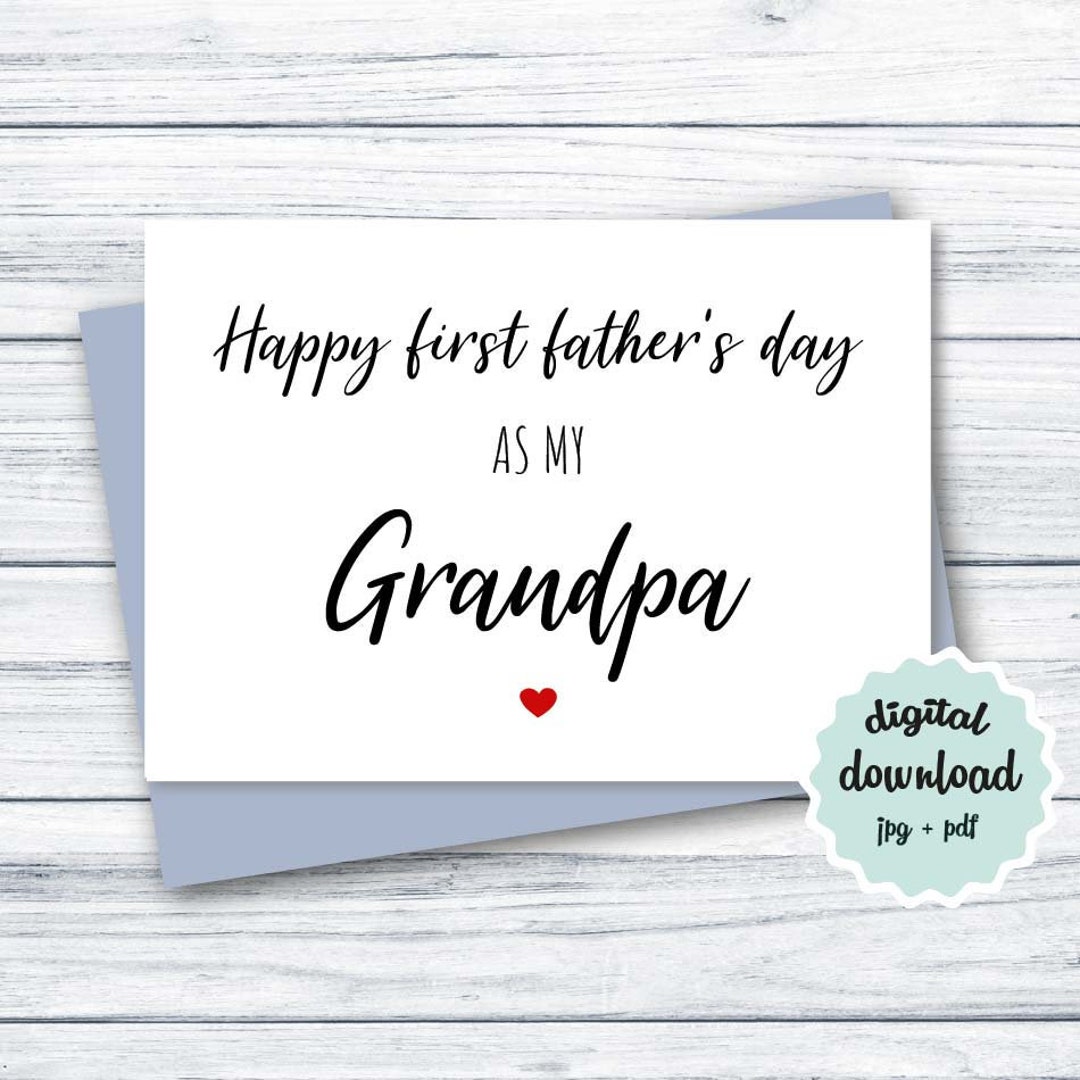 Fathers Day Card Grandpa, PRINTABLE Father's Day Card, Happy First ...