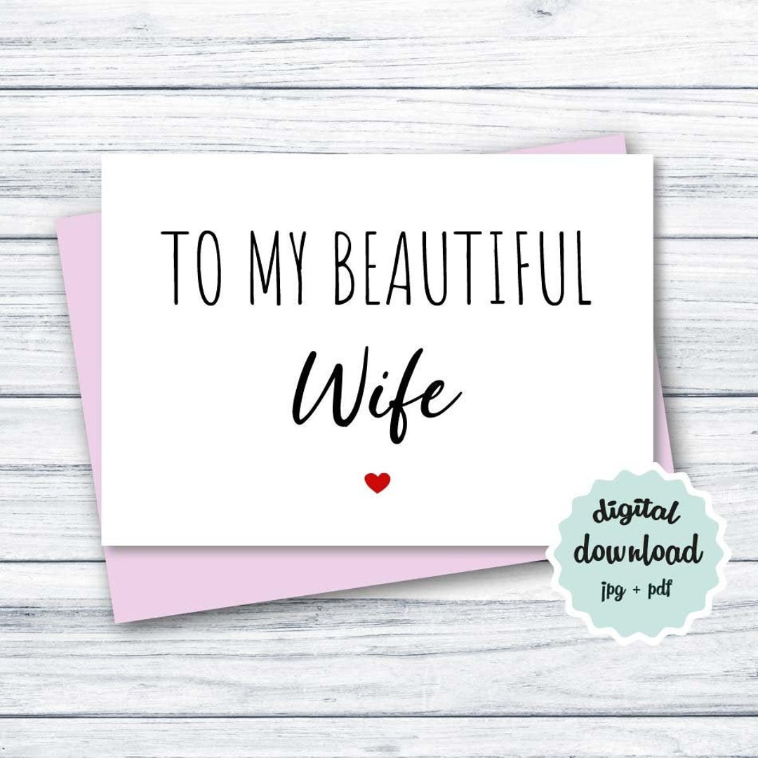 Card for Wife PRINTABLE Anniversary Card Wife to My Beautiful Etsy