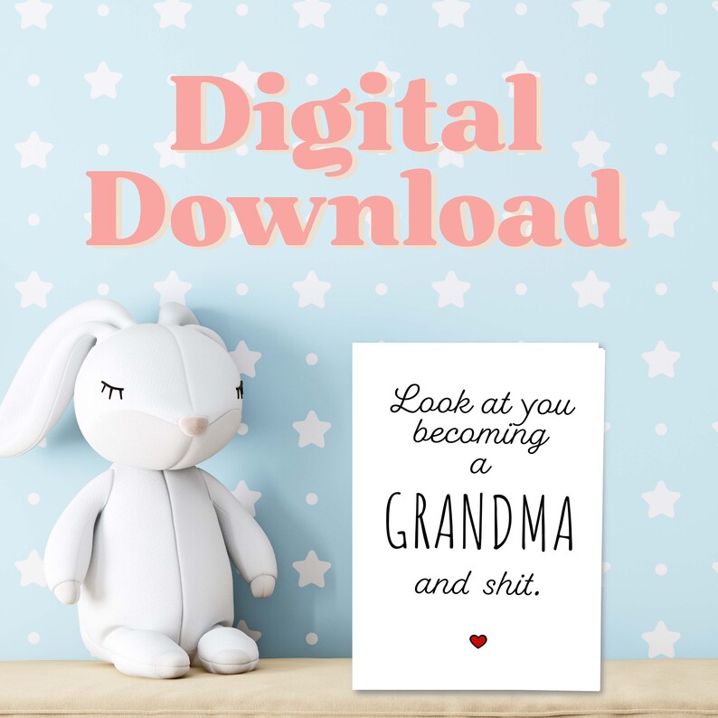 New Grandma Card PRINTABLE Baby Announcement Card, Becoming a Grandma ...