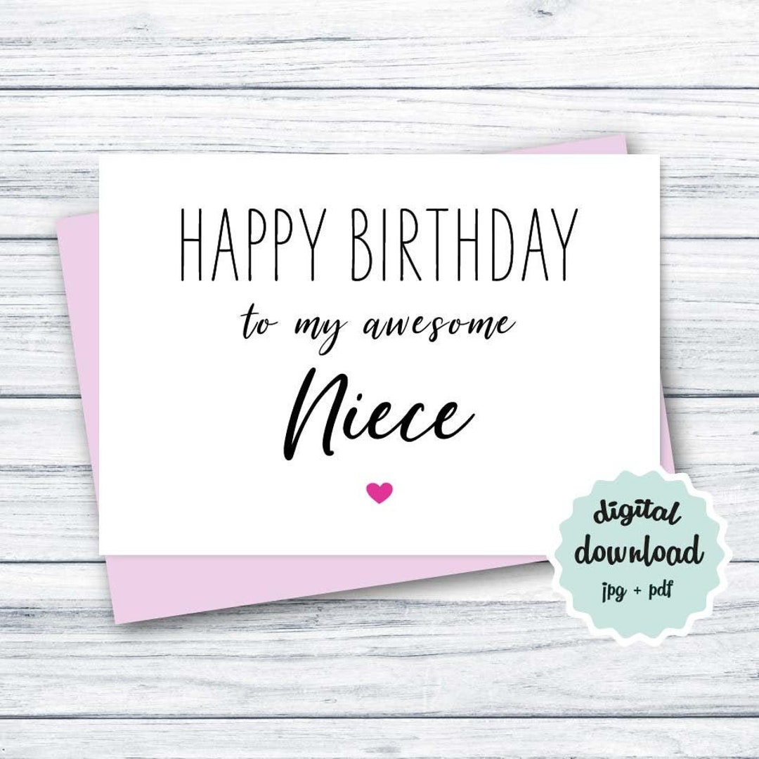 Birthday Card Niece PRINTABLE Niece Birthday Card, Happy Birthday to My ...
