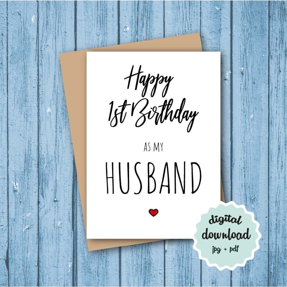 Birthday Card Husband PRINTABLE Happy 1st Birthday as My Etsy