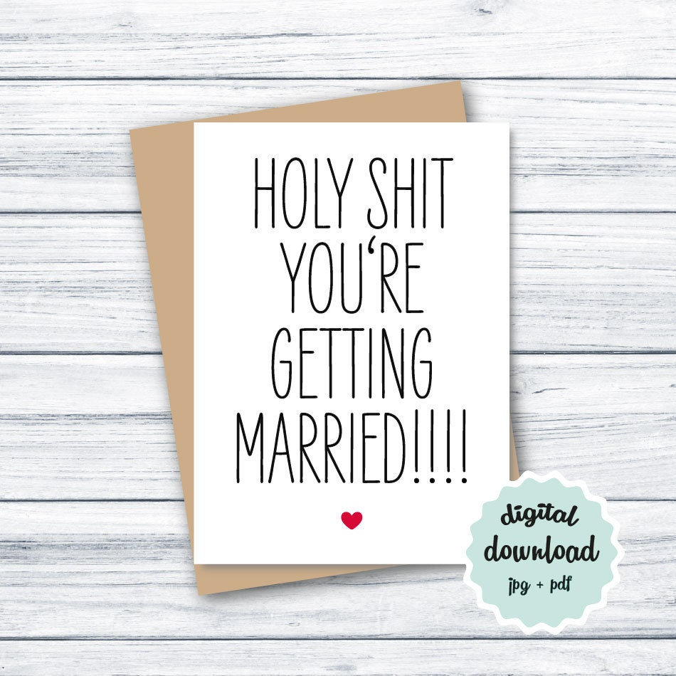 Funny Bridal Shower Card PRINTABLE Engagement INSTANT DOWNLOAD Getting