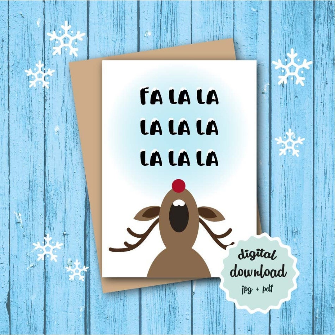 Funny Christmas Card PRINTABLE Singing Reindeer Christmas Card Etsy