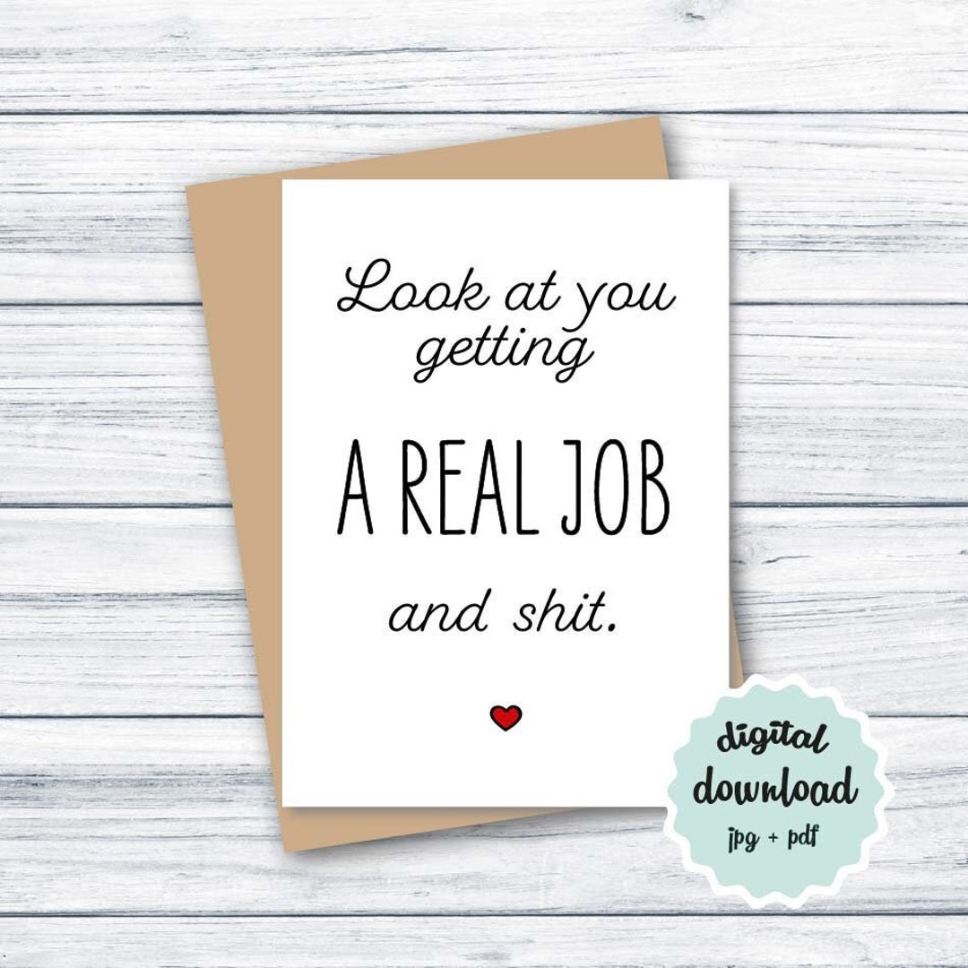 First Job Card PRINTABLE Funny New Job Card, Funny Promotion Card ...