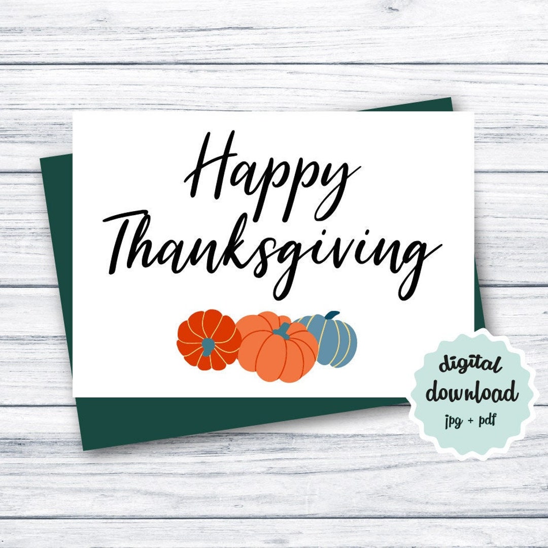 Happy Thanksgiving Card PRINTABLE Thanksgiving Card Pumpkins DIGITAL ...