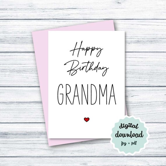Grandma Birthday Card PRINTABLE Birthday Card Grandma DIGITAL - Etsy
