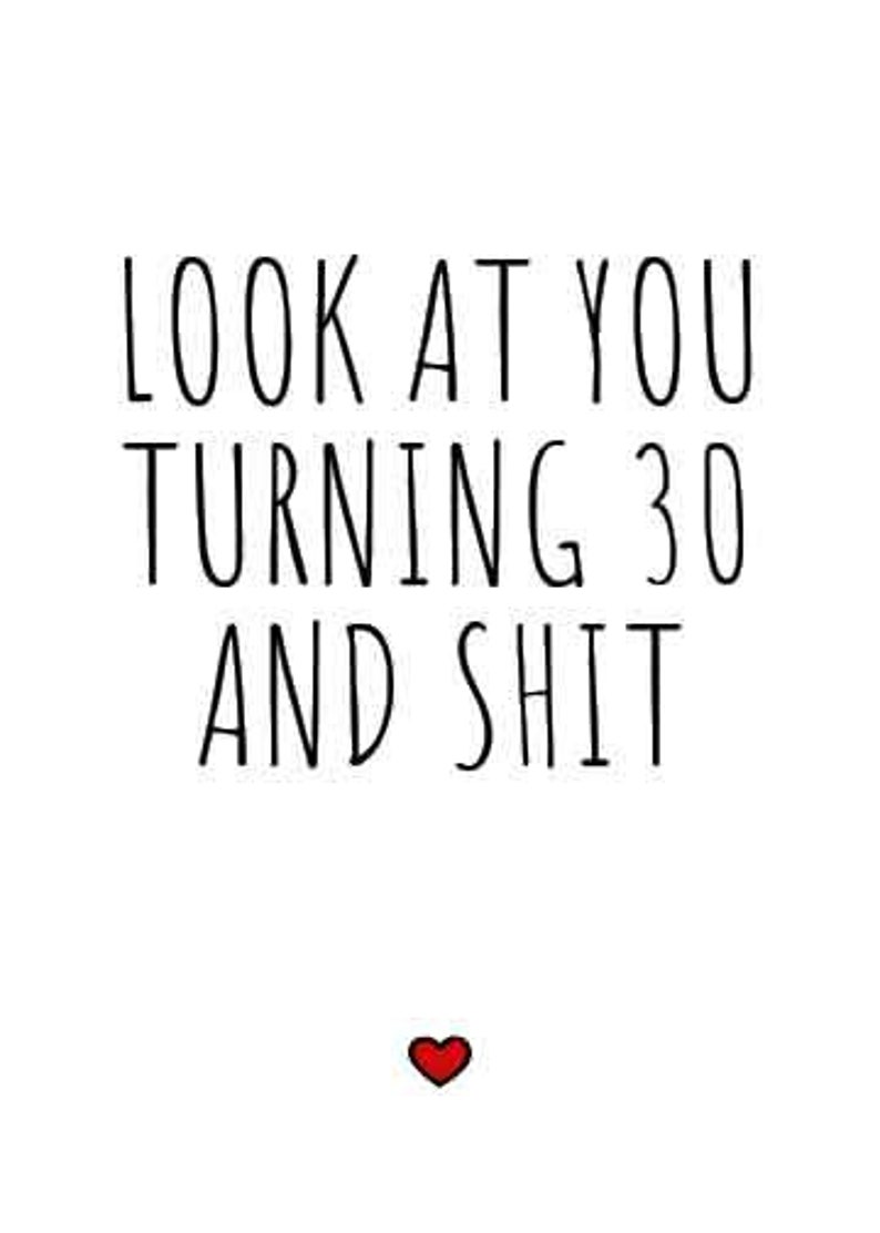 Funny 30th Birthday Card DIGITAL DOWNLOAD Birthday Card 30 - Etsy