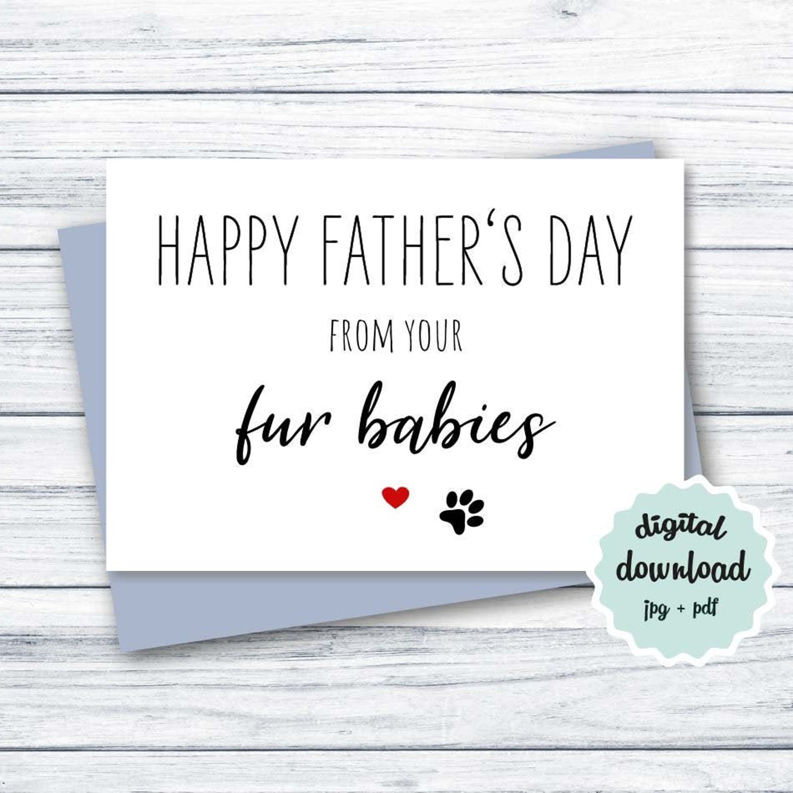 Fathers Day Card From Pets PRINTABLE Happy Father's Day | Etsy