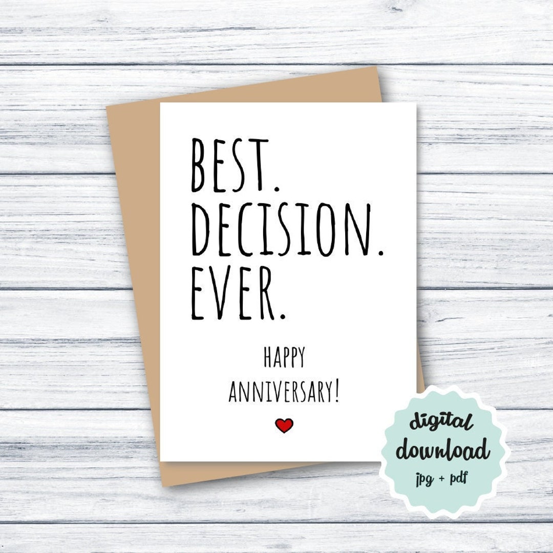 Cute Anniversary Card PRINTABLE Wedding Anniversary Card for Husband, DOWNLOADABLE Anniversary ...