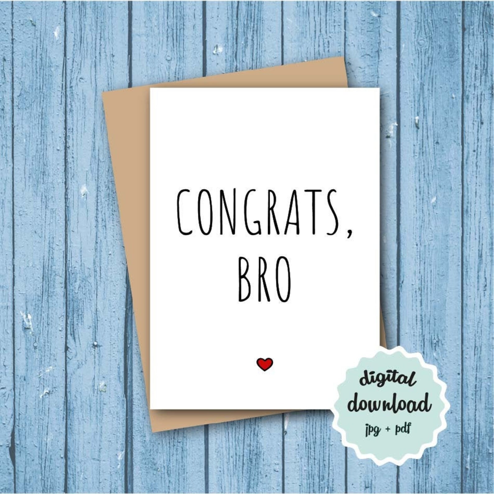 Congratulations Card Brother INSTANT DOWNLOAD Congrats Bro Etsy