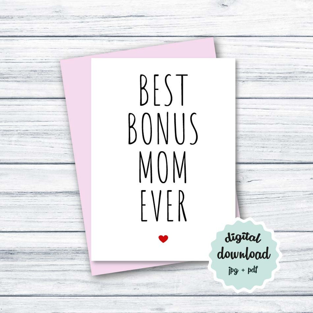 Stepmom Birthday Card PRINTABLE, Best Bonus Mom Card, Stepmom Thank You ...
