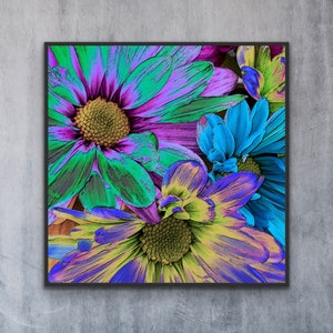 RAINBOW DAISIES - Fine art Giclee print.