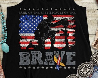 American Flag Tank Top, Country Girl® Women's Flowy Racerback Tank, Land Of The Free Because Of The Brave, Kneel For The Fallen