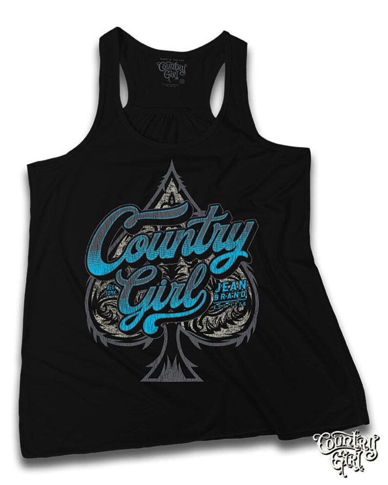 Country Girl\u00ae Women/'s Flowy Racerback Tank CG Spade
