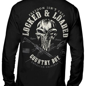 Country Boy® Men's Long Sleeve Tee CB Locked & Loaded Skull Gray