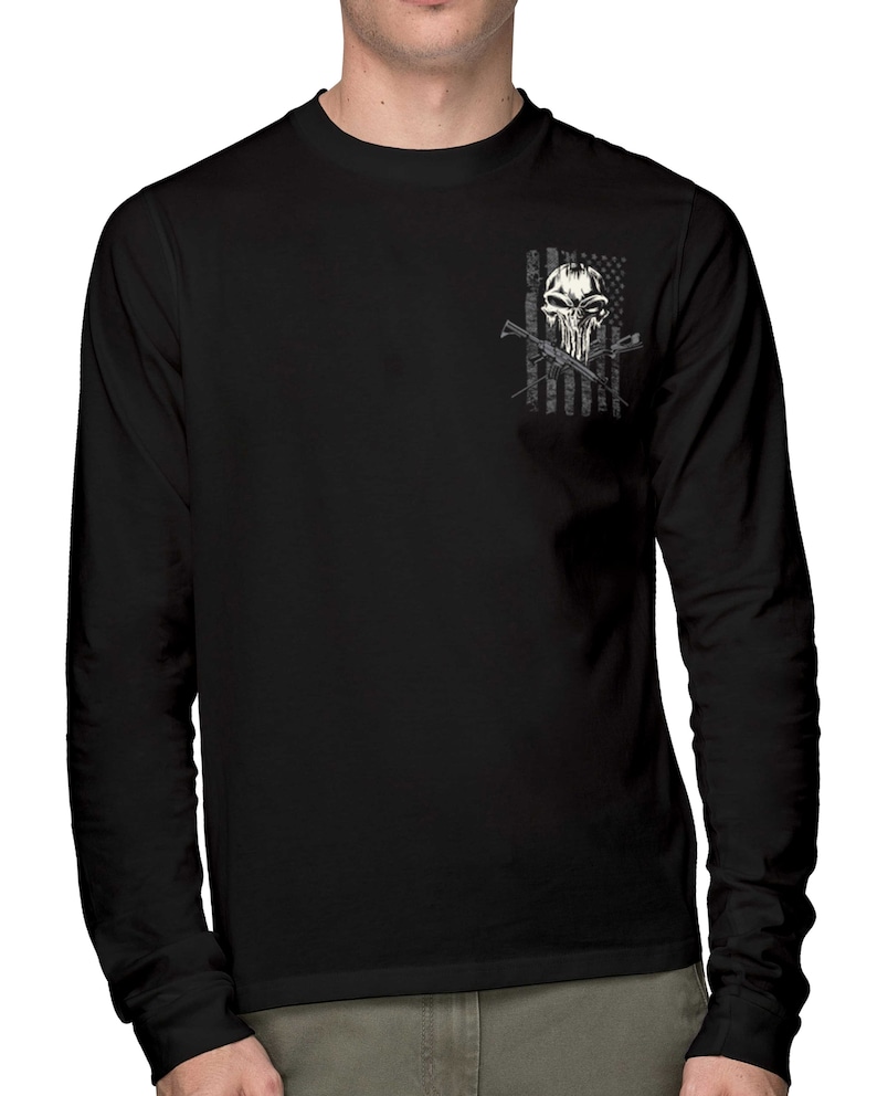 Country Boy® Men's Long Sleeve Tee CB Locked & Loaded Skull Gray