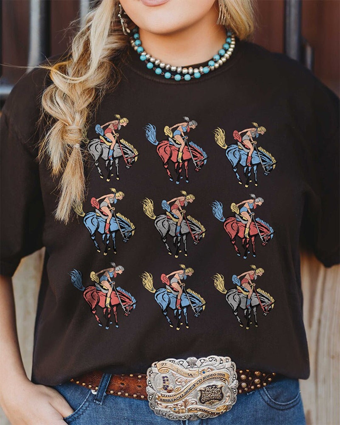 Country Girl® T-shirt, Rodeo Bronc Riding Cowgirl Tee, Western Bucking ...
