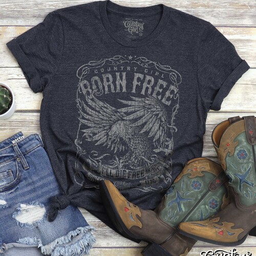 Country Girl® T-shirt Born Free American Eagle Tee I'll - Etsy