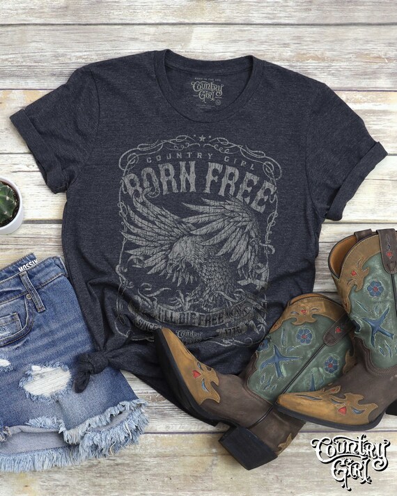 Country Girl® Tshirt Born Free American Eagle Tee I'll Etsy