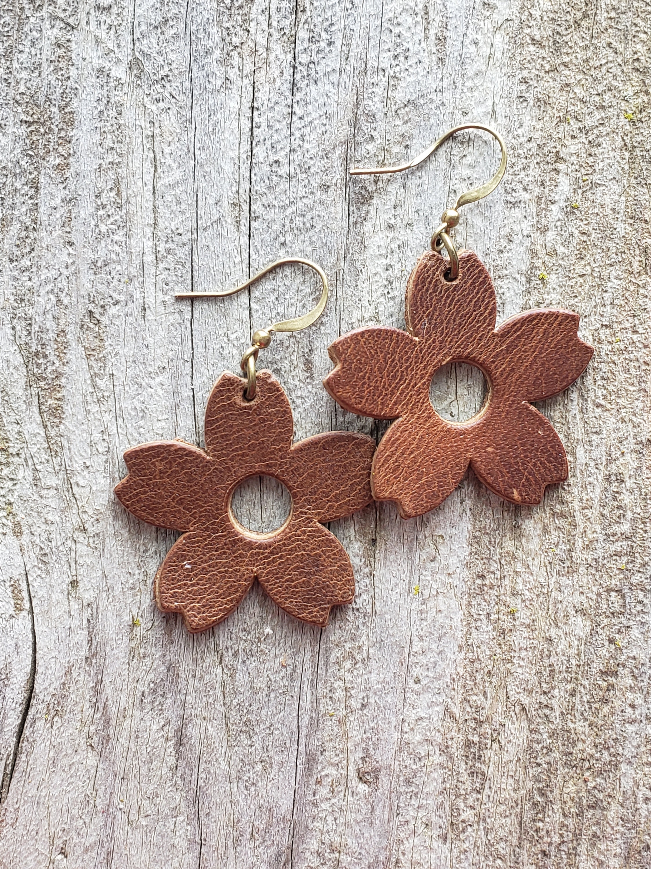 Handmade Leather flower Earrings Etsy