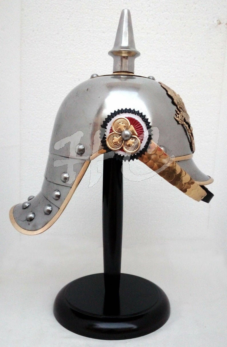Armour German Prussian PickleHaube Helmet with stand officers choice