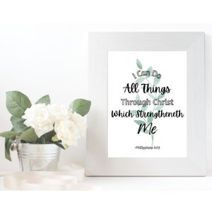 I Can Do All Things Through Christ Printable Wall Art, Typography Art, Christian, Home Décor