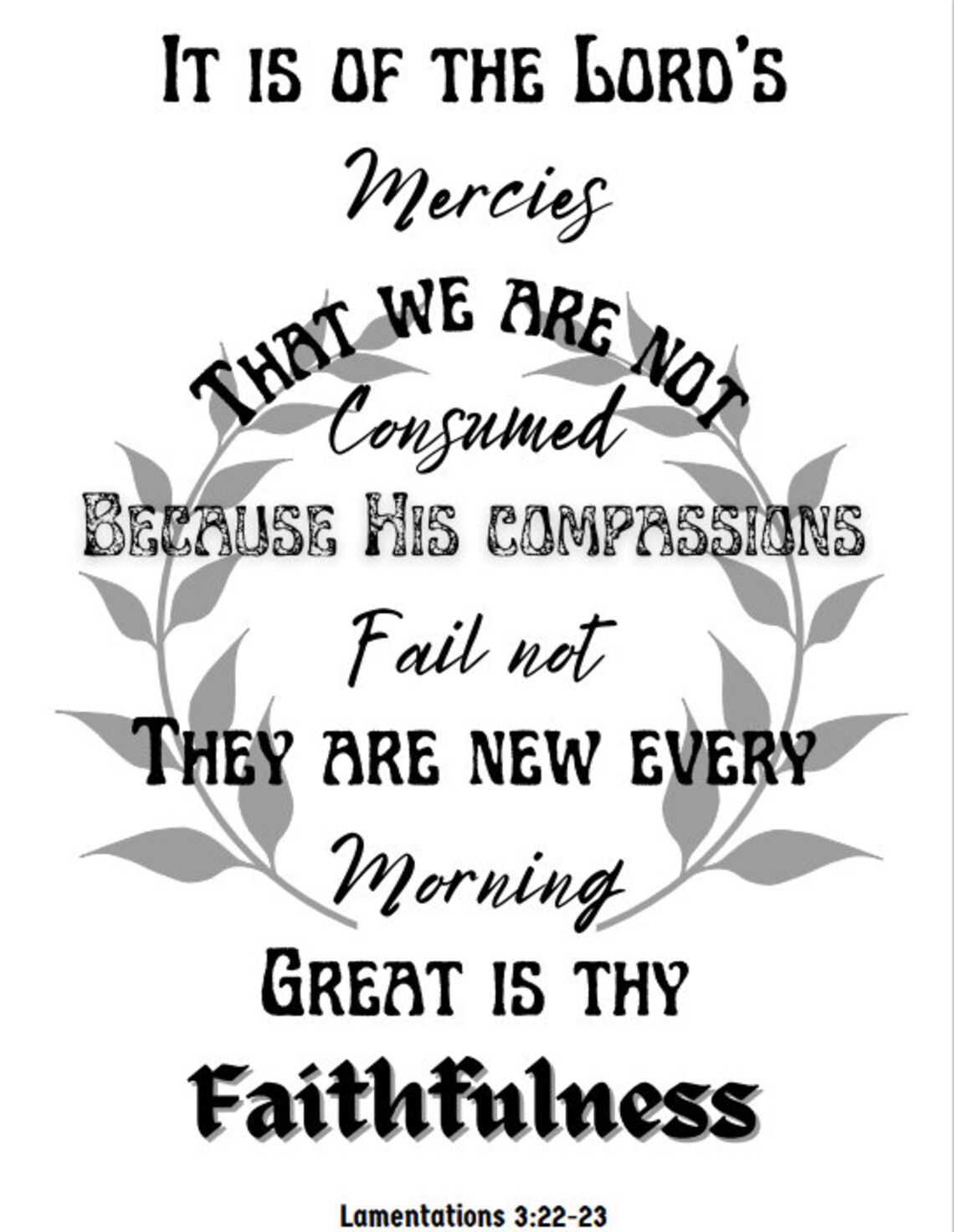 It is of the Lord's Mercies That We Are Not Consumed Printable Wall Art