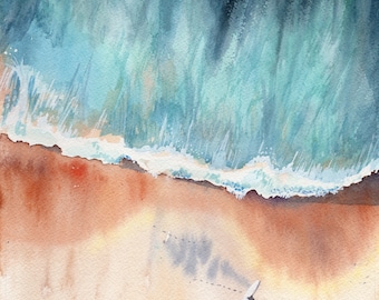 Aerial beach watercolour