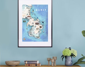 Sydney Map Print, Manly, Sydney Map Poster, Australia, Manly Map Print, Black and White Map, Australia Map Print, Wall Art