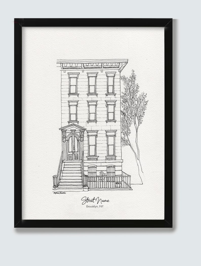 Custom house portrait custom hand-drawn hand-painted home portrait custom house illustration, custom housewarming gift, new home gift, image 5