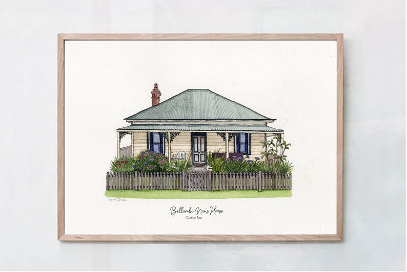 Custom house portrait custom hand-drawn hand-painted home portrait custom house illustration, custom housewarming gift, new home gift, image 3