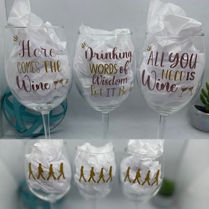 The Beatles Wine Glass Set| The Beatles Gift| The Beatles Fan| The Beatles Glass Set|