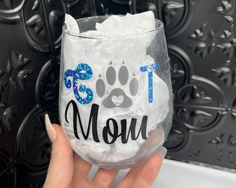 Cat Mom Stemless Wijnglas| Kat Moeder Cadeau|