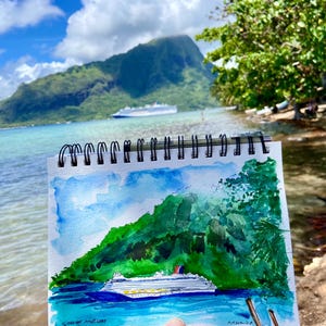 Pinturas de acuarela personalizadas de vacaciones: recuerdo pintado a mano