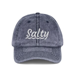 Vintage Salty Embroidered Cap, Casual Summer Hat, Beach Outfit Accessory, Retro Gift, Outdoor Adventure Headwear, Salty Hat, Ocean Wear