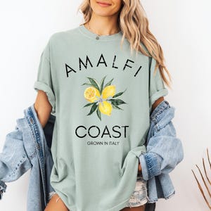 Amalfi Coast Lemon T-Shirt, Summer Vacation Top, Italian Style Shirt - Unisex Tee, Garment-Dyed Shirt, Trendy Tee, Travel Shirt, Cute Lemon