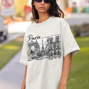Vintage Style Paris France Unisex Garment-Dyed T-shirt, Retro French Tee, Parisian Travel Shirt, Eiffel Tower Gift, France Souvenir Top,