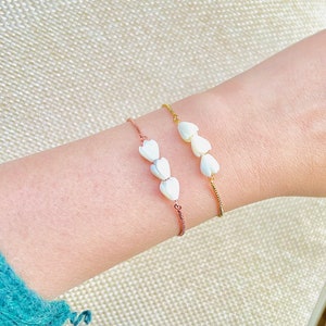 18k Gold Plated Hawaiian Flower Bracelet, Lei Bracelet, Pikake Bracelet, Natural Pearl Shell Bracelet, Cute Girls Bracelet