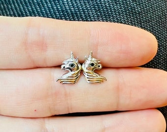 Pendientes hipoalergénicos de unicornio de plata S925, pendientes de unicornio de oro vermeil, pendientes de caballo, delicados, pendientes para niña, pendientes para mujer, pendientes bonitos