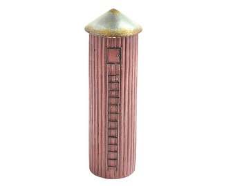 Silo de granja rojo en miniatura para casa de muñecas con jardín de hadas de 18 cm (7 pulgadas) - Compra 3 y ahorra un 15%.